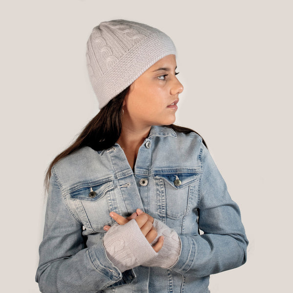KIDS CASHMERE HAT WITH CABLE – PORTOLANO